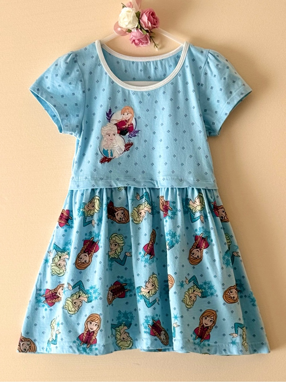 Disney Toddler Girls Frozen Anna and Elsa Princess Short Sleeve Dress, Size 3T